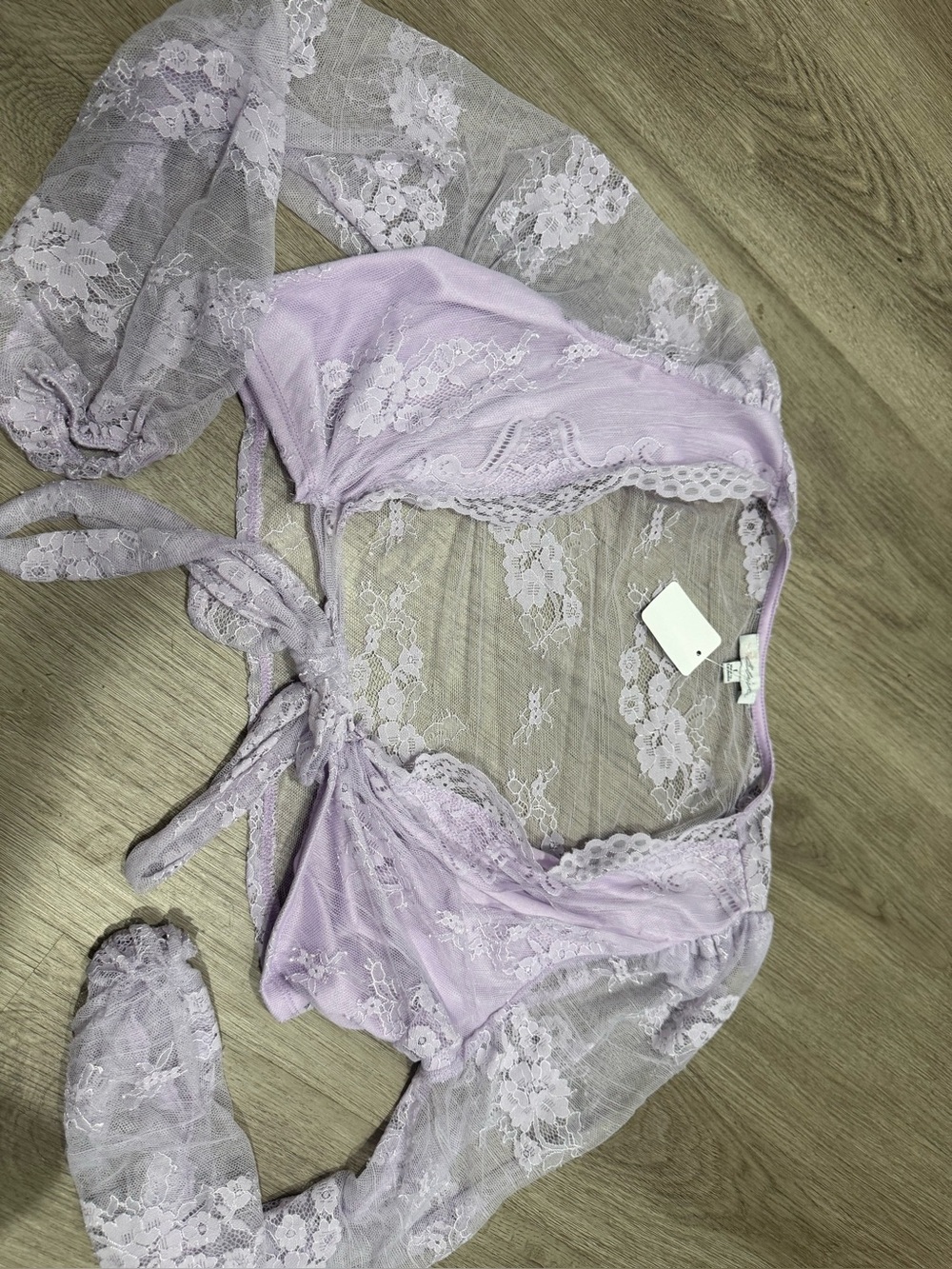 Vintage Y2K lace lavender wrap tie top
